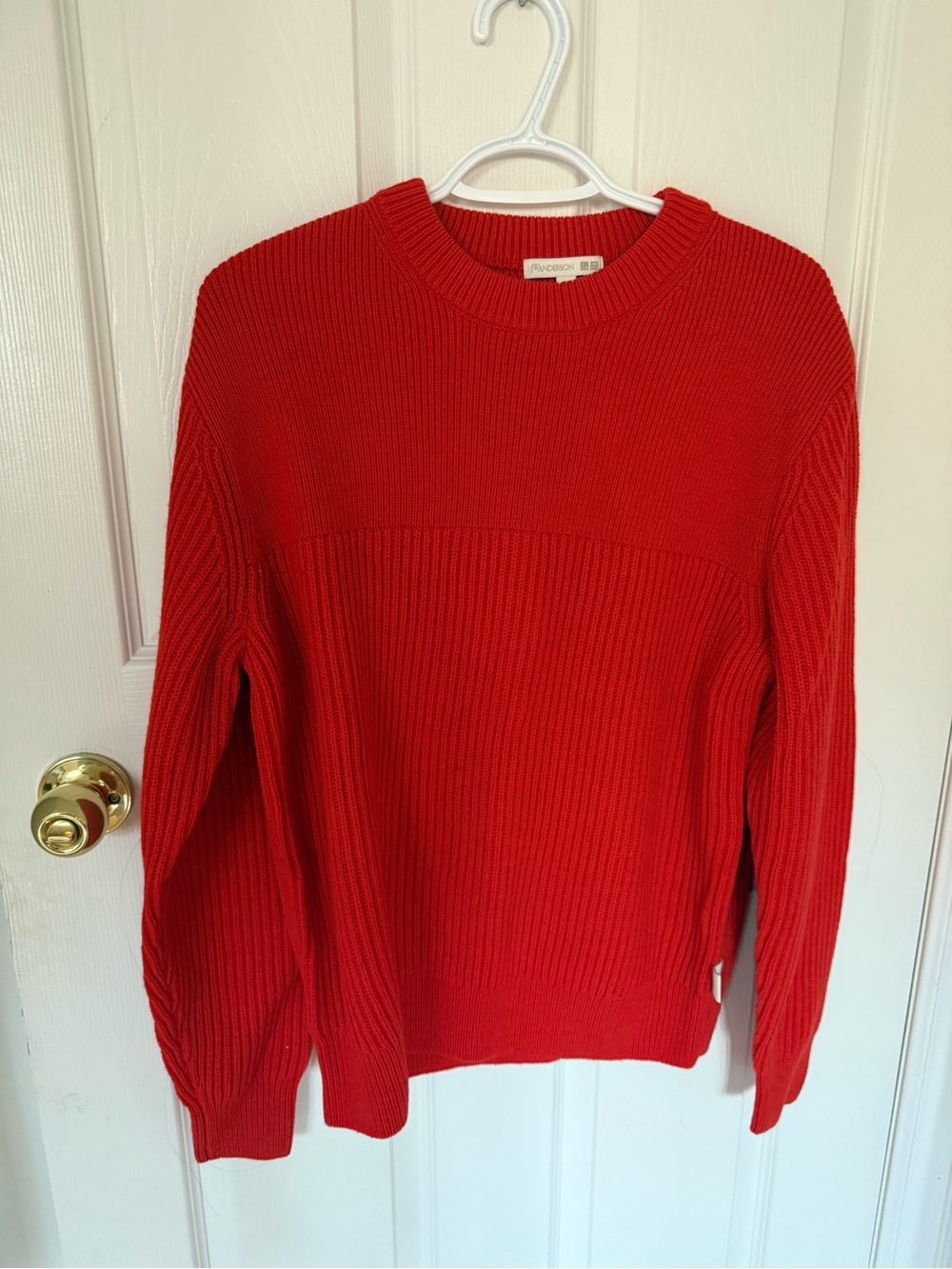JW ANDERSON Wool Red Ribbed Crewneck Sweater